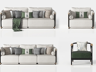 新中式沙发组合3d模型-沙发模型ID000060