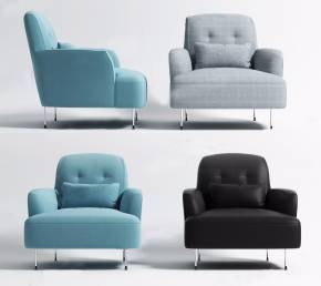 现代布艺皮革单人沙发3D模型ID000232