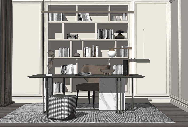 现代书房 书桌椅组合ID220844